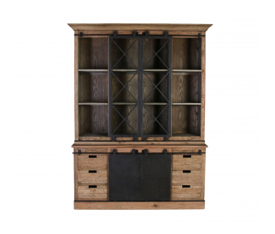 Wood and metal display cabinet 