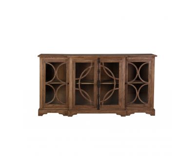 Old elm sideboard with 4 glass doors Château Collection 