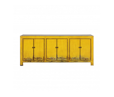 Yellow lacquered sideboard with 6 doors