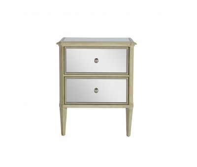 Opulent antique gold mirrored bedside table