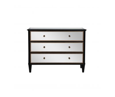Opulent black mirrored chest of drawers 