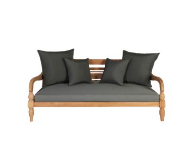 Block & Chisel outdoor teak daybed with grey cushions