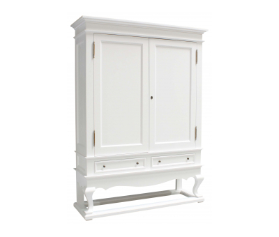 Block & Chisel solid weathered oak drinks cabinet with white lacquer