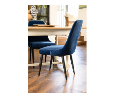 Block & Chisel blue velvet upholstered dining chair