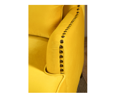 Burnley wingback chair in yellow velvet 