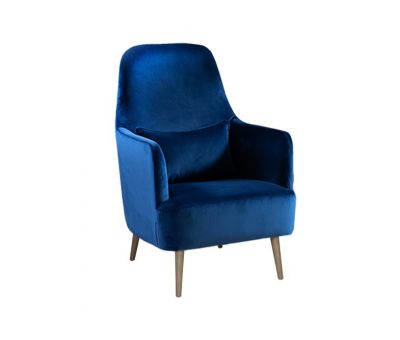 Emily occasional chair in royal blue upholstery with additional back cushion