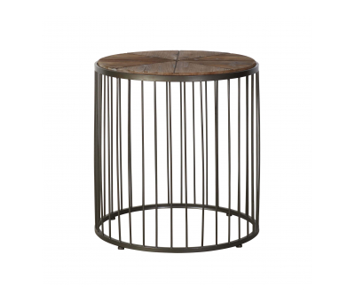 metal and wood round side table 