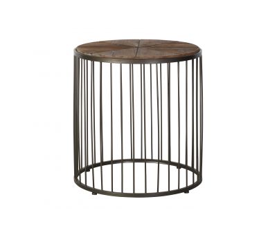 metal and wood round side table 