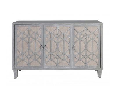 Elizabeth sideboard server with 3 doors in off grey colour and geometric pattern