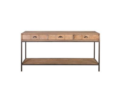 Block & Chisel rectangular reclaimed wood console table with iron legs