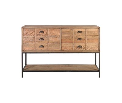 Block & Chisel rectangular reclaimed wood console with iron legs