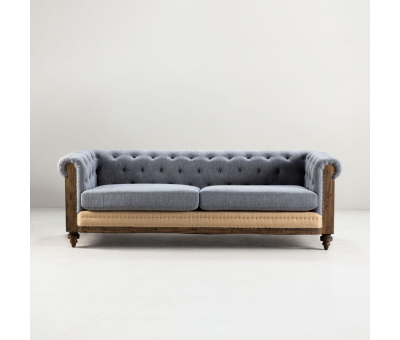Grey upholstered vintage deconstructed sofa 
