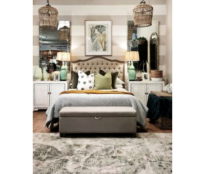 Block & Chisel linen upholstered bedend