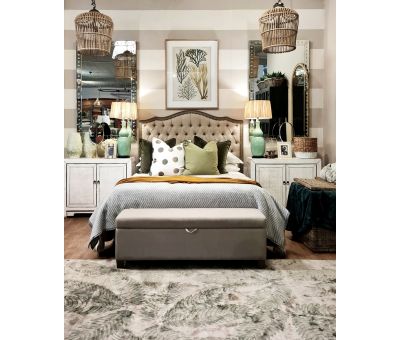 Block & Chisel linen upholstered bedend