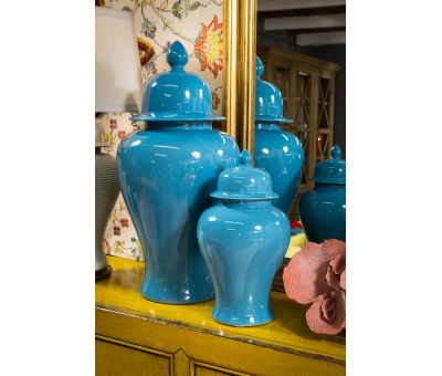 turquoise ceramic ginger jar with lid 