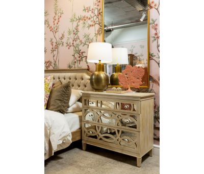 Block & Chisel wooden chest of drawers with antique mirror detail Château Collection