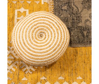 Yellow jute rug with tassels 