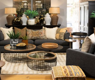 Block & Chisel round industrial style coffee table