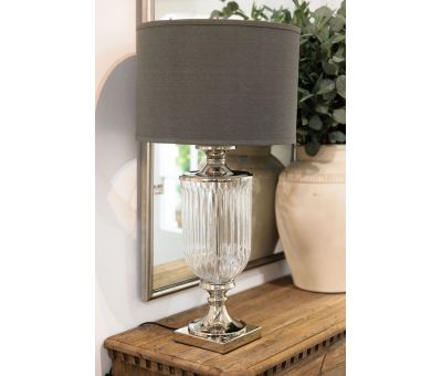 Block & Chisel lamp base with grey linen shade