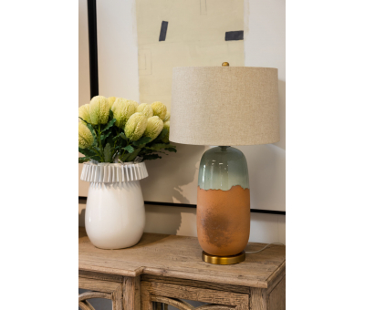 Ceramic lamp and linen shade 
