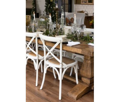 Block & Chisel white distressed birch wood crossback dining chair