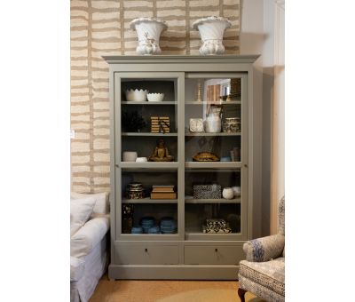 Ecs sliding door bookcase in biscuit 