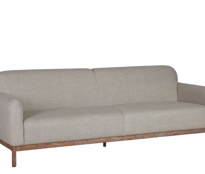 Linen modern sofa with oak legs