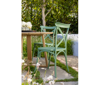 Green pvc cross back dining chair
