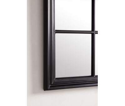 Block & Chisel rectangular panelled mirror with matt black wooden frame