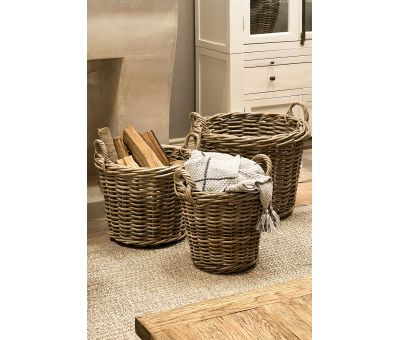 Kubu weave round basket with handles
