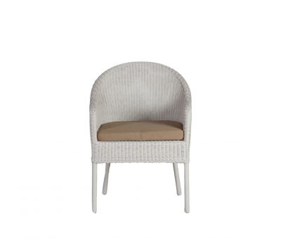 Outdoor armchair white synthetic cane and seat cushion resort collection