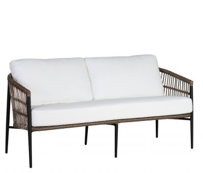 Fully outdoor sofa with black aluminum frame and cushions 