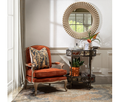 Rust velvet French Bodine armchair 