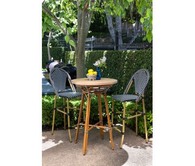 Block and chisel teak bar table 