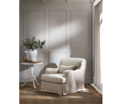 linen slipcover armchair with small back cushion 