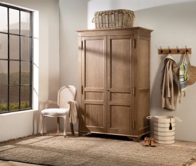 Block & Chisel double door solid weathered oak wardrobe