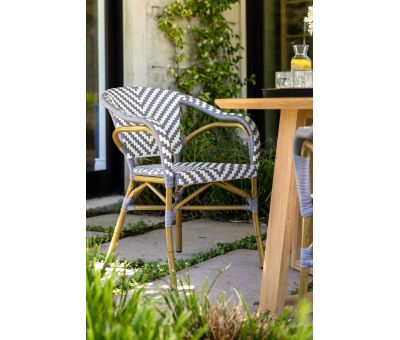 Grey and white synthetic arm chair