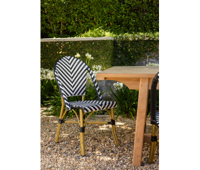 black and white stripe parisian french cafe dining chair