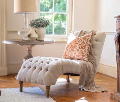 French style deep buttoned lounger 