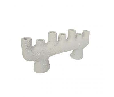 Block and chisel white ceramic candle holder 