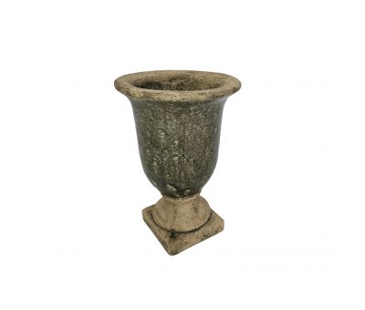 Block and chisel cement green urn
