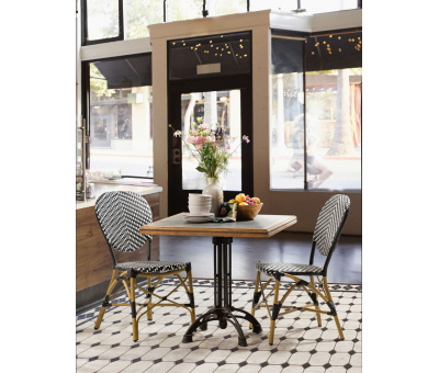Block & Chisel square café table with zinc top