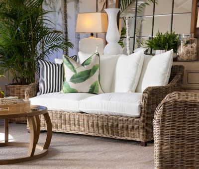 Block & Chisel cane outdoor 2 seater sofa