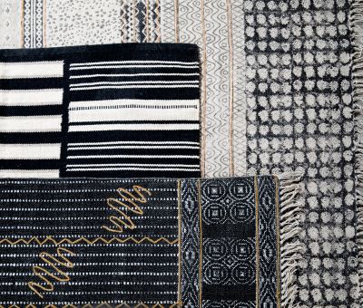 NAKSHA RUG BLACK AND WHITE STRIPE