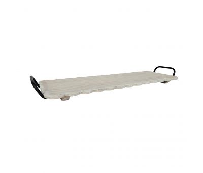 Block and chisel painted wooden tray with handles