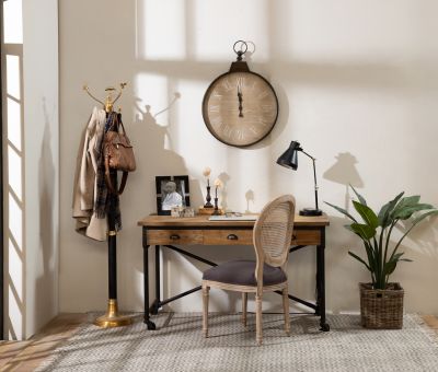 industrial style wood and metal desk