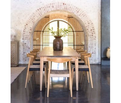 Block and chisel oak dining table