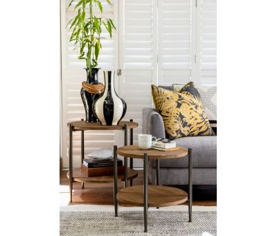 metal and wood side table 