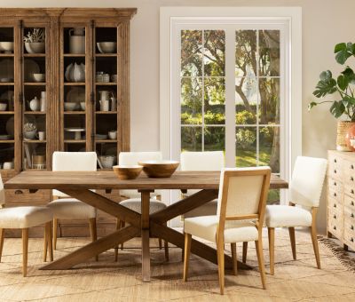 Old elm wooden dining table 