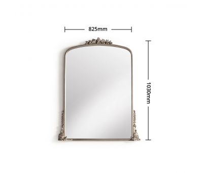 Silver ornate mantle mirror 